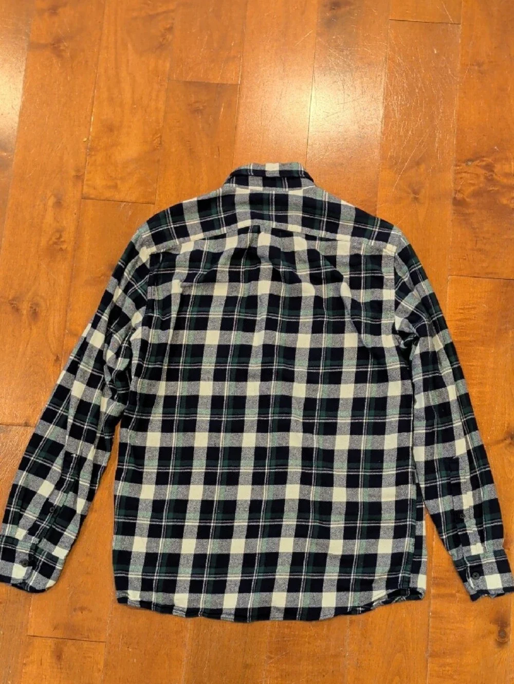 J. Crew Blue and White Plaid Slim Flannel Long-Sleeve Button-Down Shirt